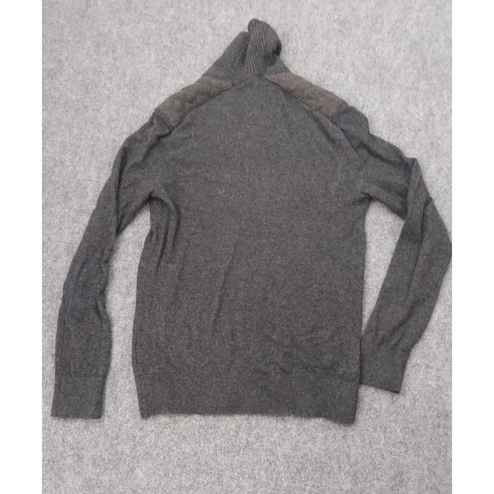 Banana Republic Wool Sweater Mens Large Tall Gray Shawl Collar Quilted Shoulders